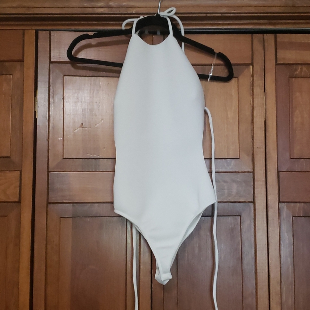 Pearl White Halter Bodysuit